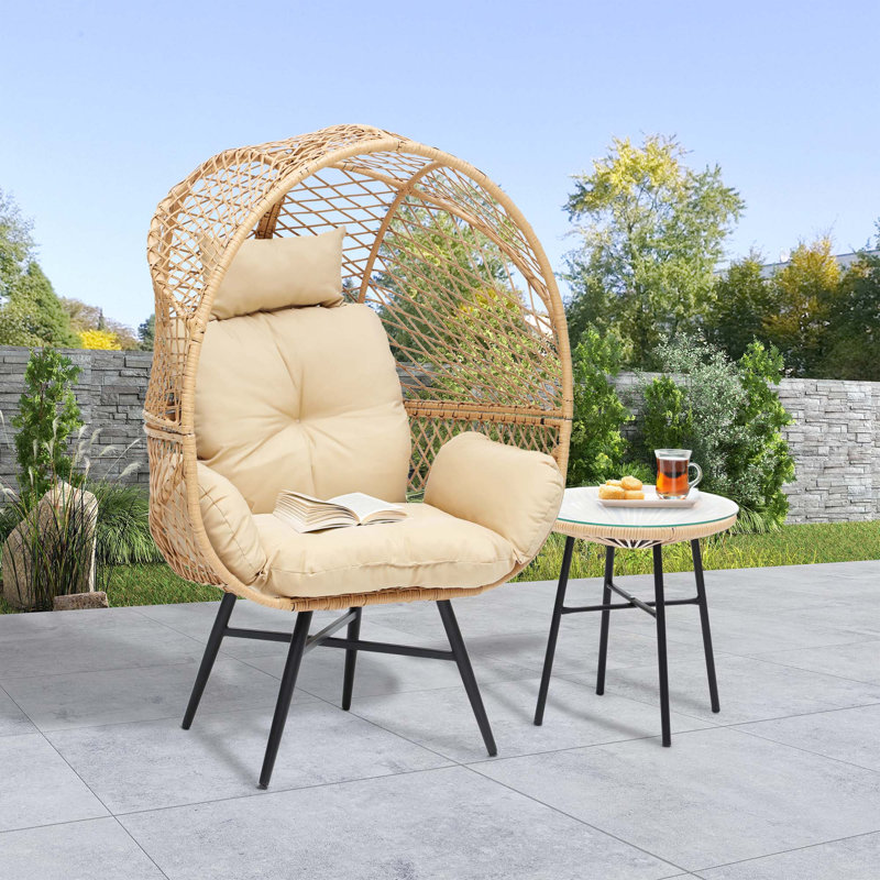 Chaise Egg avec table de bout, Noir