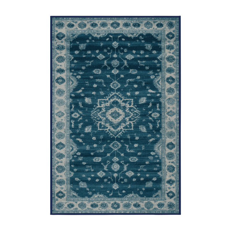 Tapis bleu lavé à la machine