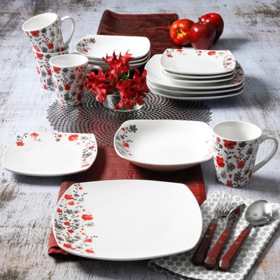 Gibson Home Rosetta 16 Piece Dinnerware Set, Service for 4