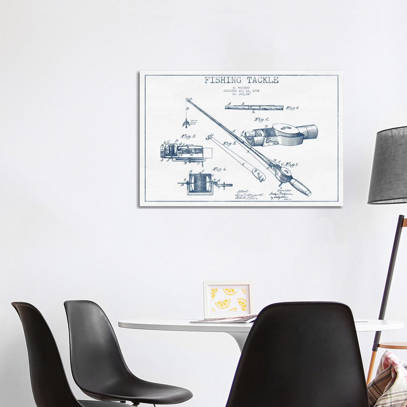 A. Wakeman Fishing Tackle Patent Sketch (Ink) 1 Piece Wrapped Canvas Wall Art, 101.6 cm H x 66.04 cm W x 1.91 cm D