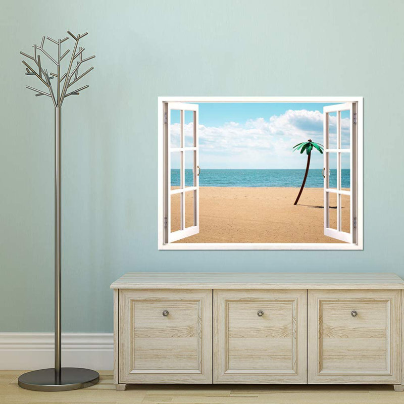 A Palm Tree Standing On The Sand, 32" L x 24" W