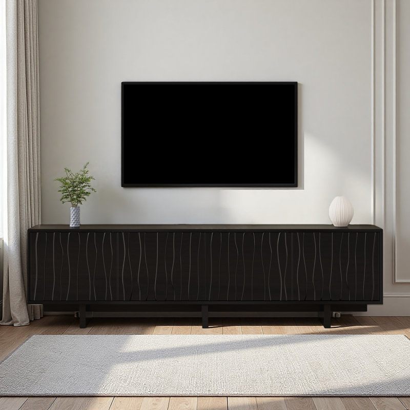 Meuble télé 70 po Mid-Century, Noir