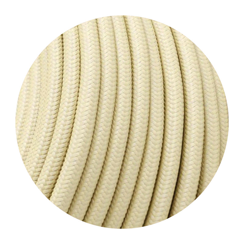 Alasia Cord - Fabric Cable 1m 2 Core Round Electrical Wire for Lamps, Cream