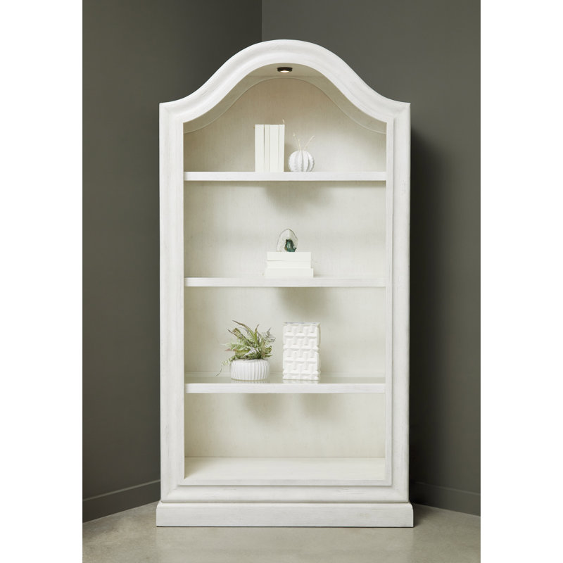 Chalky White Rubberwood Adjustable Bookcase with Puck Light
