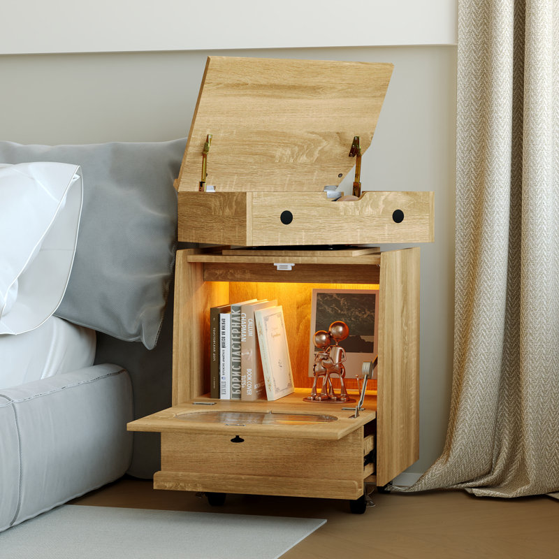 Creative Nightstand With Robot Shape And Movable Wheels