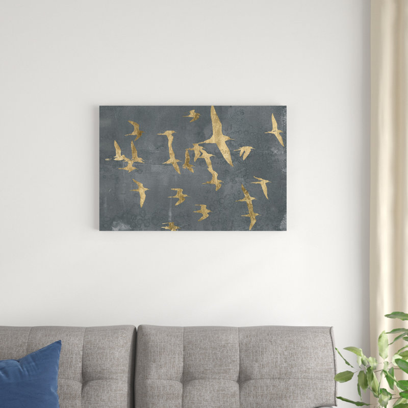 Silhouettes en vol IV, Toile tendue, Non, H 12 po x l 18 po