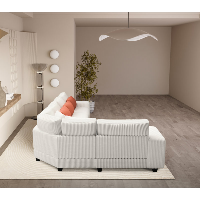 Accoudoir en forme de L beige et confortable, 5 avec accoudoirs, base