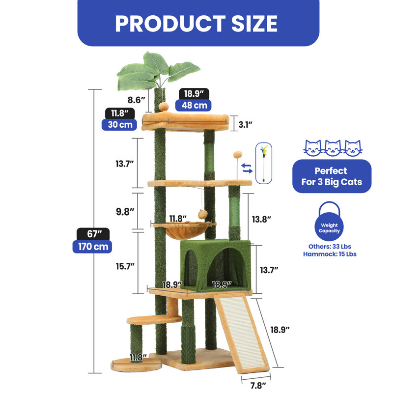 Arbre à chat Froh, Grand (H 67 po x l 30,7 po x P 18,9 po)
