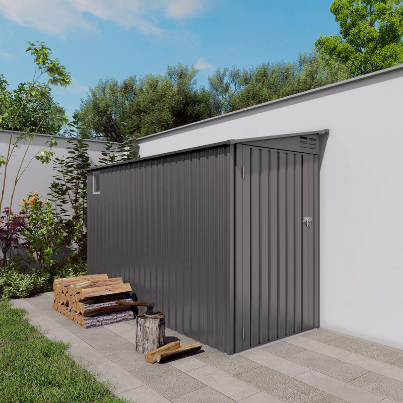 Remise de rangement extérieure 4 x 9 pi, remise à outils en métal avec toit incliné, 2 évents et 1 porte ouverte latérale