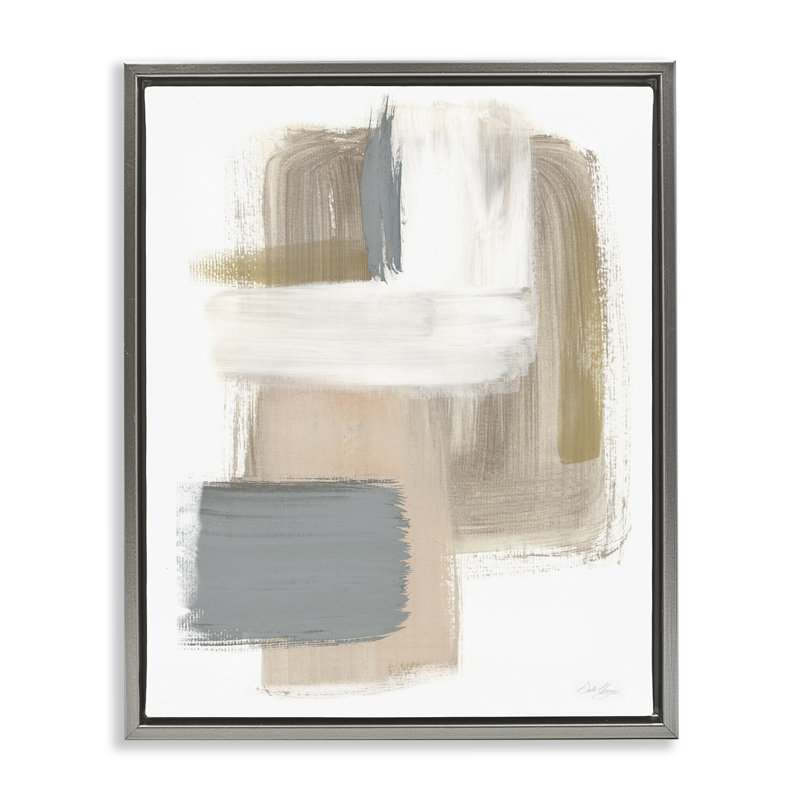 «Neutral Paint Strokes» par Stella Chang, Cadre flottant gris lustré, H 31 po x l 25 po