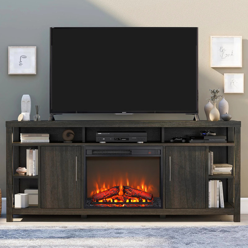 Foyer électrique encastrable 23 po - Chaufferette ultra mince avec bûche et flamme réaliste. Minuterie à télécommande, protection contre la surchauffe. Chaleur 1400W, 5000 / H, 11 réglages de température, 4 réglages de luminosité réglables.