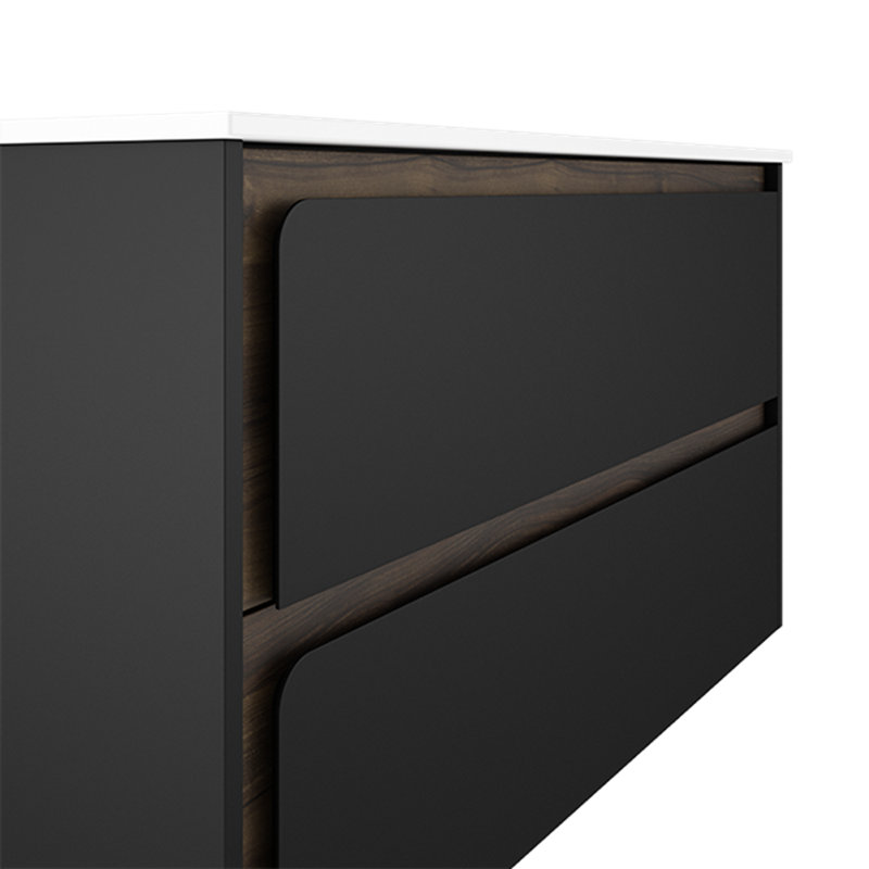 Cordoba 40" Wall Mounted Single Bathroom Vanity Set, Black/Wood, Black