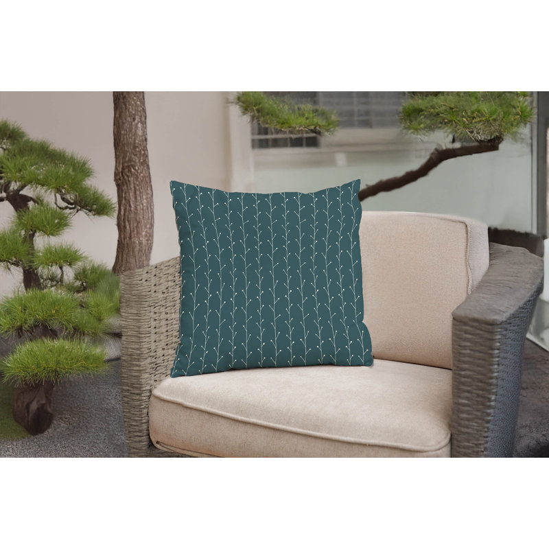 Coussin décoratif Vine Branch, Turquoise poussiéreux, Carré 16 po