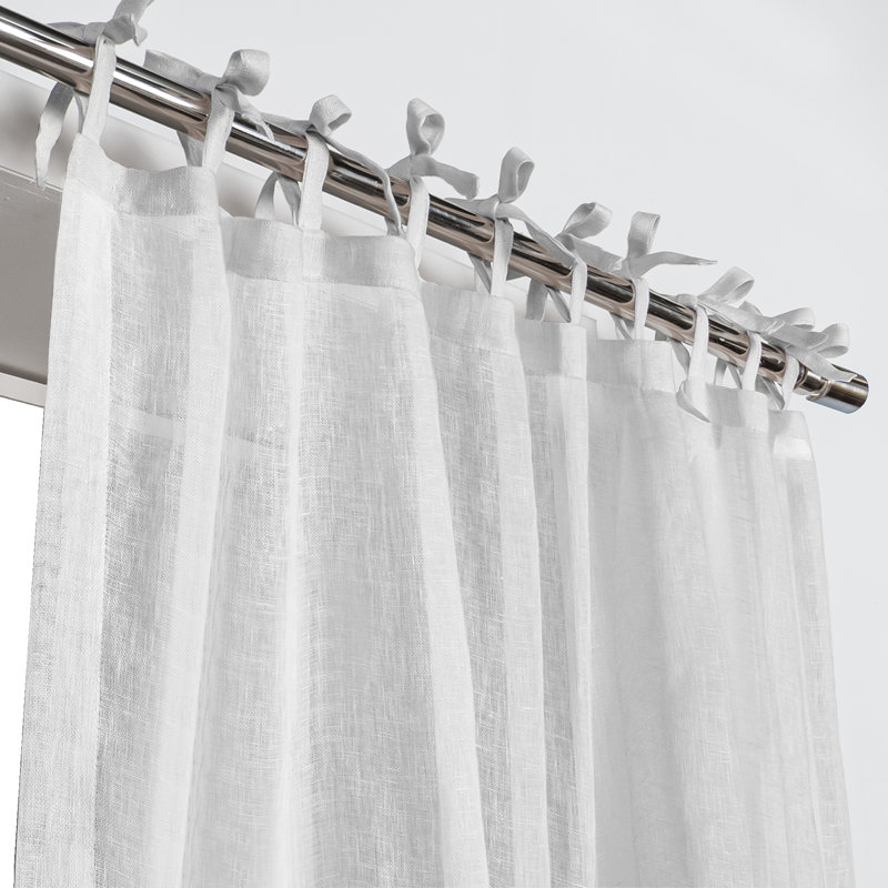 Panneau de rideau simple en lin Jensen, L 52 po x L 84 po, Gris clair