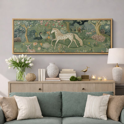 Animals In Forest Wilderness Artwork, Unique Green Wall Pictures, Giclee Canvas Digital Print Extra Large Framed Wall Art