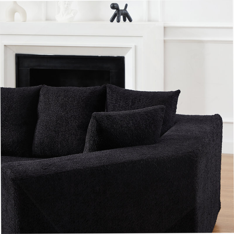 Boneless Extra-Large L-Shaped Modular Deep-Seat Sectional Sofa With Recliner And Pillows, No Assembly Needed., Black