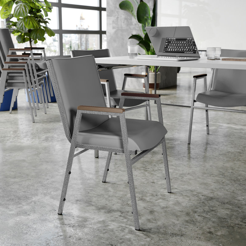 Chaise empilable robuste avec accoudoirs Aliya, Gris, Argent argent