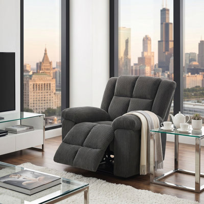 Zino  Dark Gray Stripe Fabric  Manual Recling Chair(1 Piece)
