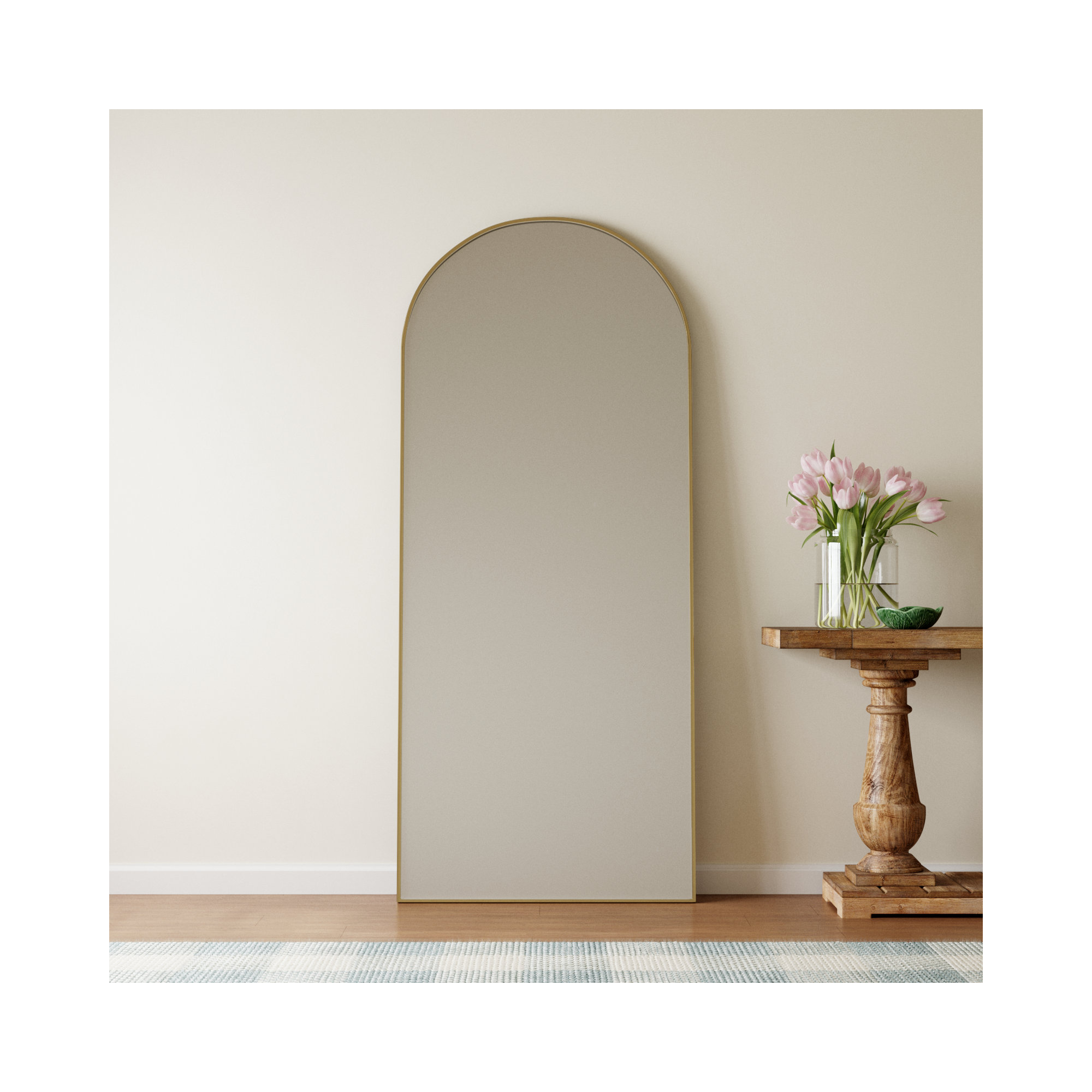Sabine Metal Arch Wall Mirror, Brass, 76" x 32"