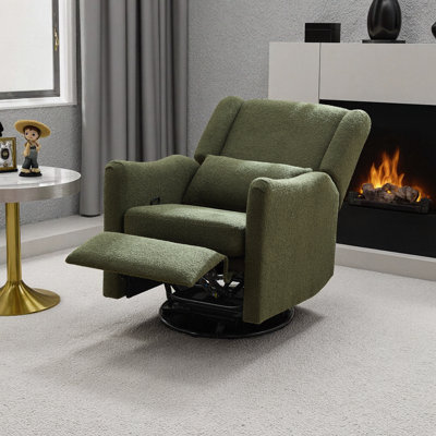 Fauteuil inclinable et oscillant oscillant de 29,5 po de largeur avec repose-pieds réglable, support à ressorts ensachés et base pivotante à 360 ° pour le salon, la chambre à coucher et la chambre de bébé