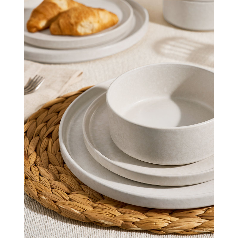 Speckled Stoneware Dinnerware Set, Matte White