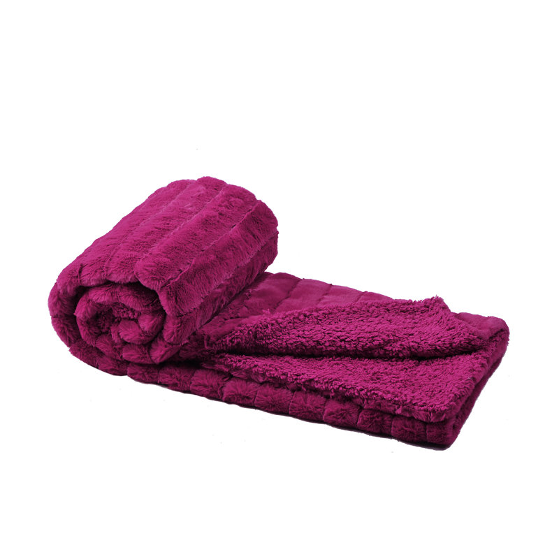 Knitted Throw Blanket, Fuchsia Rose, 127cm W x 152.4cm L