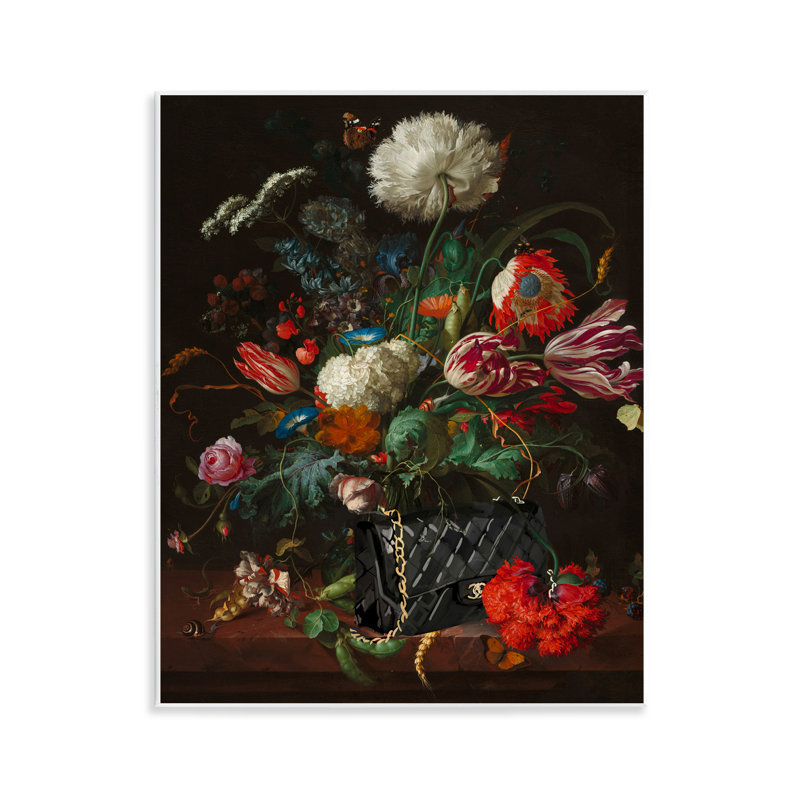 Art mural "Bouquet rétro avec sac à main" par Amelia Noyes