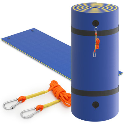 18x6 ft Floating Mat 10ft Bungee & Storage Straps 1500lb Capacity UV-Resistant XPE Foam Hi-Vis Safety​​