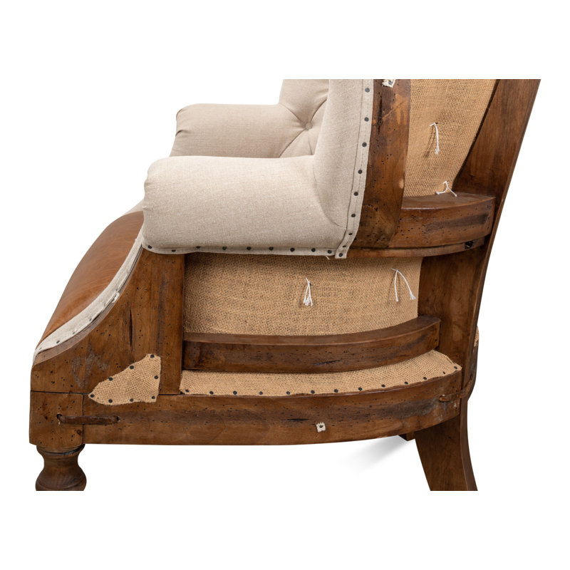 Welsh Leather Tufted Wingback Chair