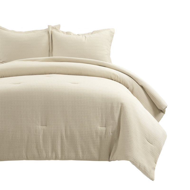 Bentwood Standard Cotton 3 Piece Comforter Set, King Comforter + 2 King Shams, Beige