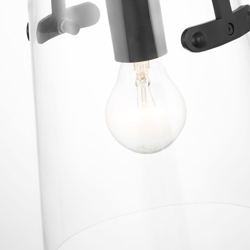 Crofton 1 Light Kitchen Pendant With Clear Shade, 55.75" H x 7.75" W x 7.75" D, Midnight Black