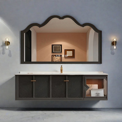 Modern rock ceramic seamless bathroom cabinet