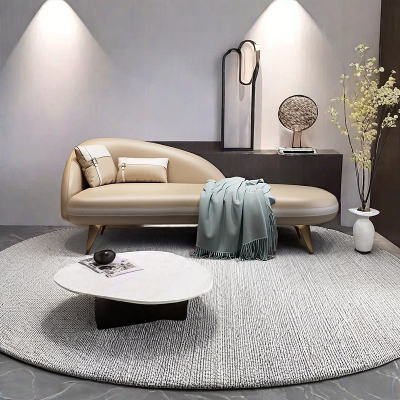 Chaise longue en similicuir avec structure en bois massif, Kaki