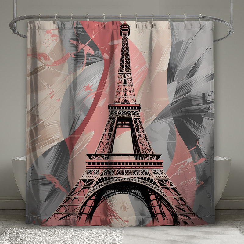 Rideau de douche Tour Eiffel - Décoration de salle de bain moderne, 70in W x 93in H