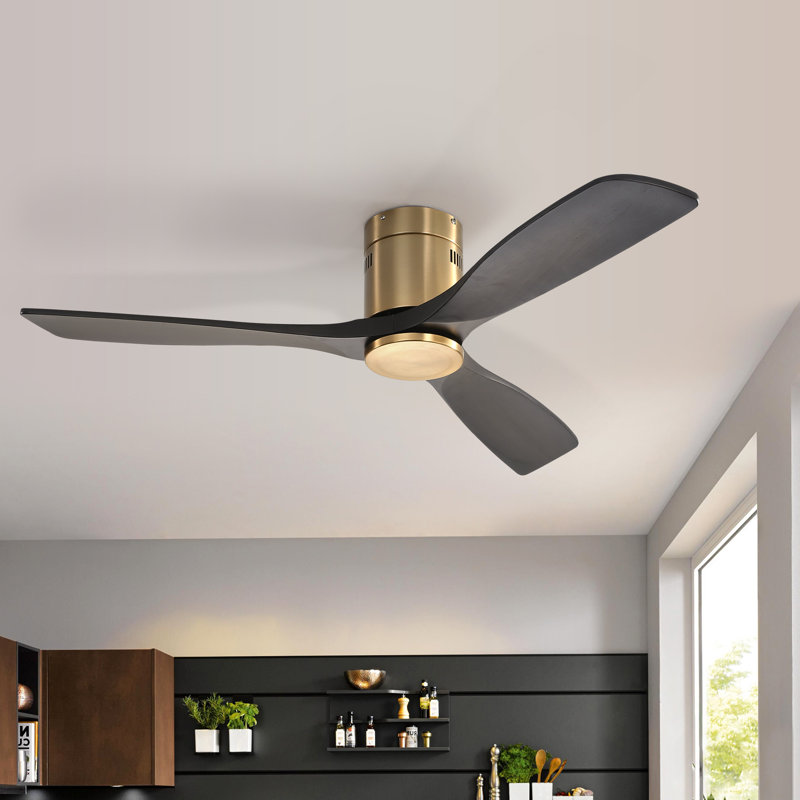 Ventilateur de plafond 3 pales Nicola, Finition dorée avec pales noires