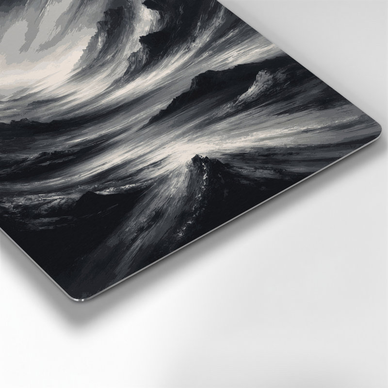Abstrait paysage 80, art mural en métal noir, H 16 po x l 20 po
