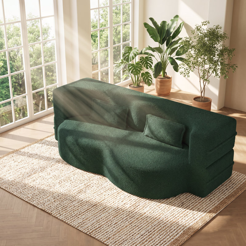 Canapé-lit Bobby convertible en polaire Sherpa, 198 cm L x 101 cm P x 76 cm H