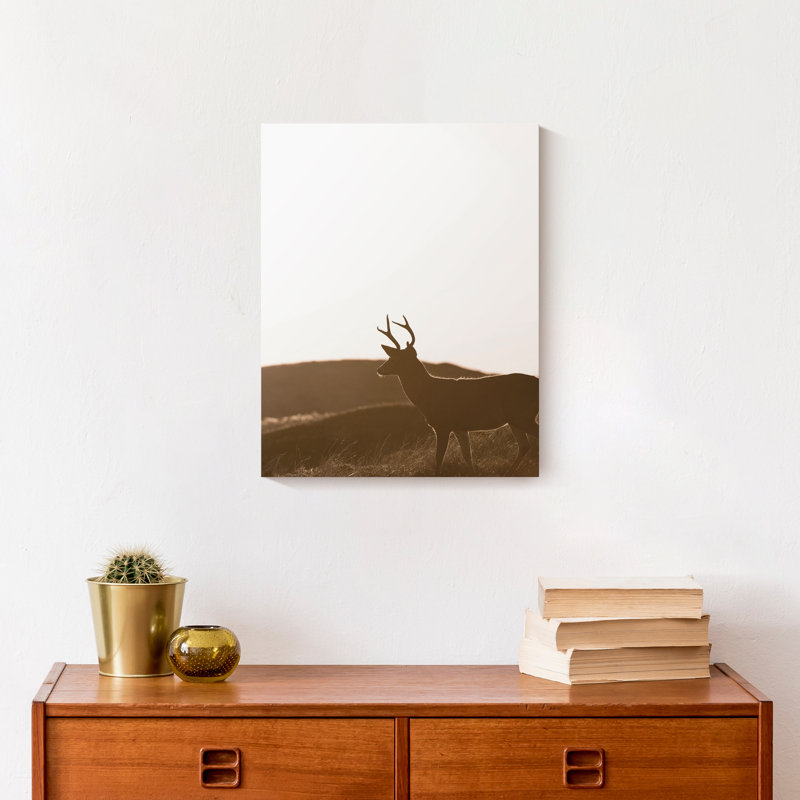 Morning Deer - imprimé, H 14 po x l 11 po x P 1,25 po, Toile tendue