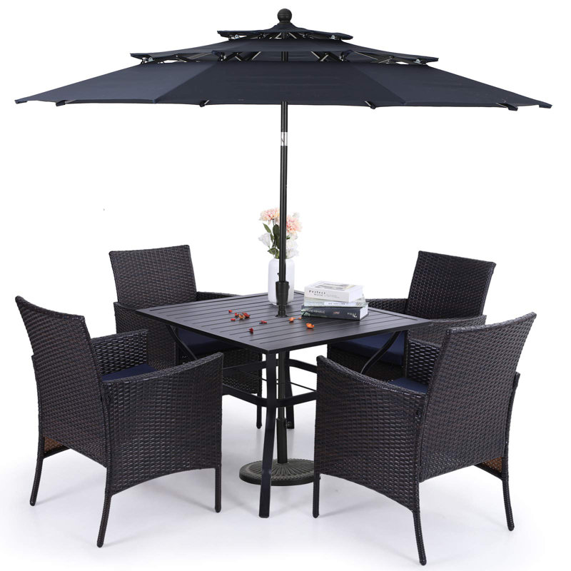 Alyah 4 - Person Patio Dining Set with Square Table , Cushions Included