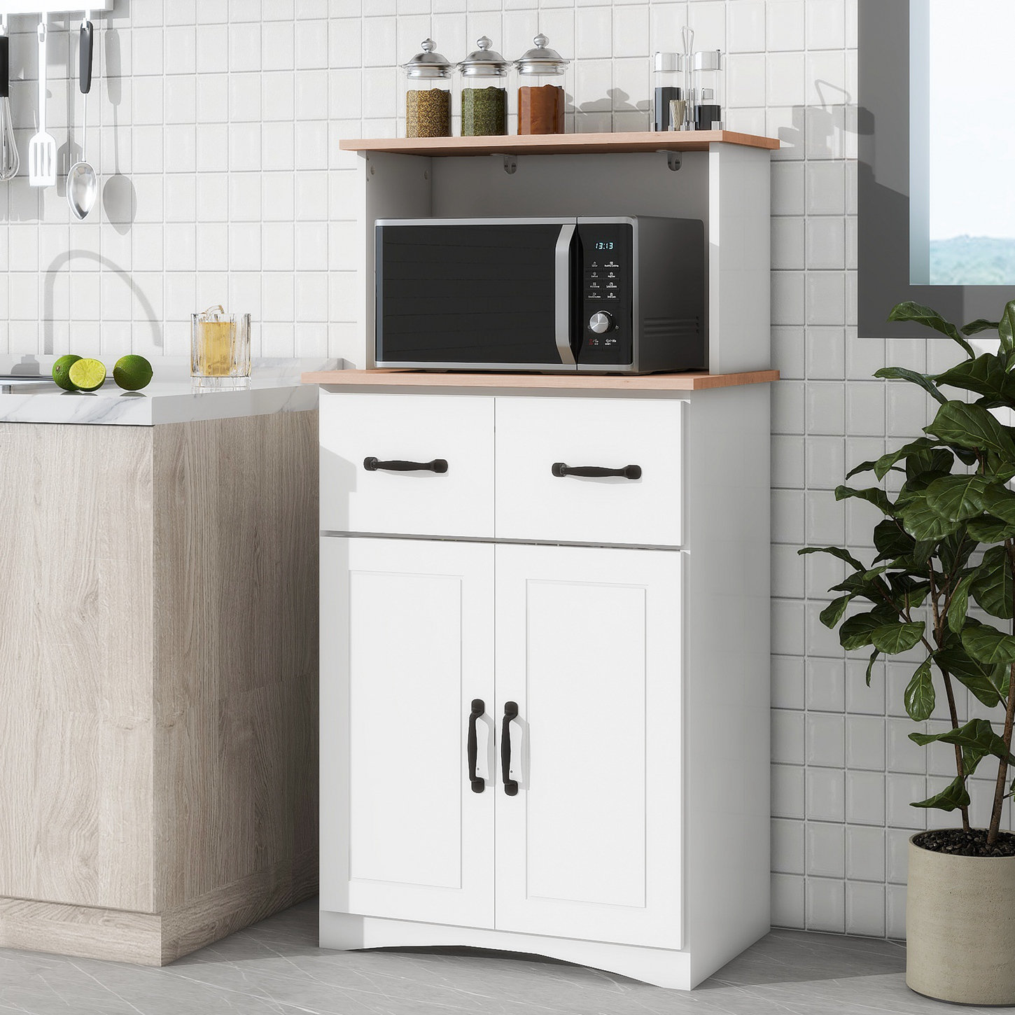 Ebern Designs Gabouray Accent White Kitchen Pantry