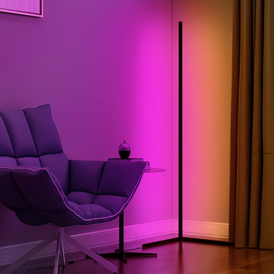 55.9-inch Black LED Novel Floor Lamp with Remote Control Color Light Change