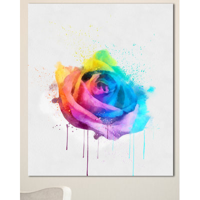 " Multicolor Watercolor Rose Flower "