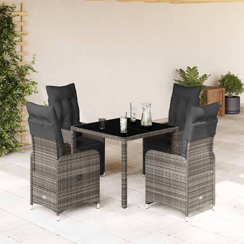 Bistro Set Grey Poly Rattan Medium Removable Covers Bistro Set, 4