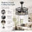 18.1" Modern Black Caged Ceiling Fan with Remote and Crystal Light Kit