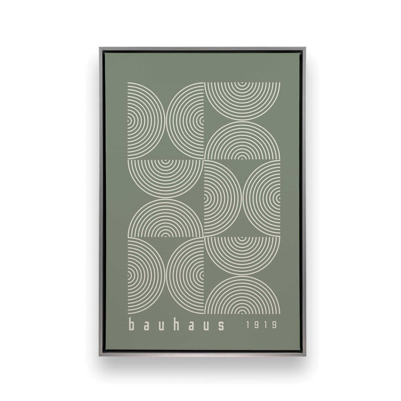 Affiche de composition Bauhaus, Cadre flottant en chrome poli, Vert, H 30,75 po x l 20,75 po