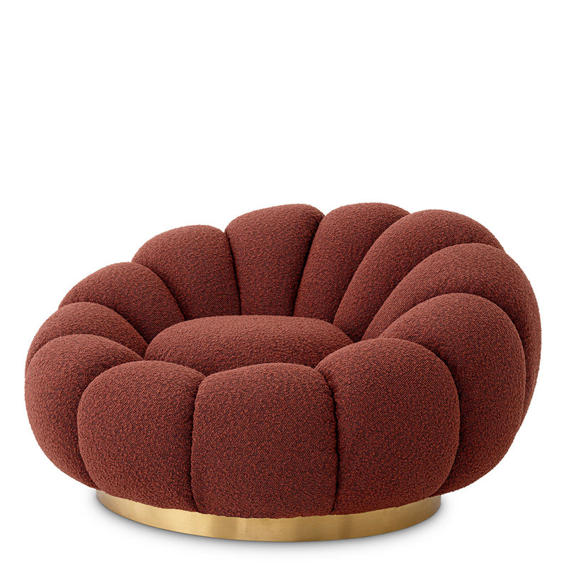 Mello Swivel Lounge Chair, Bouclé Rouge Polyester Blend