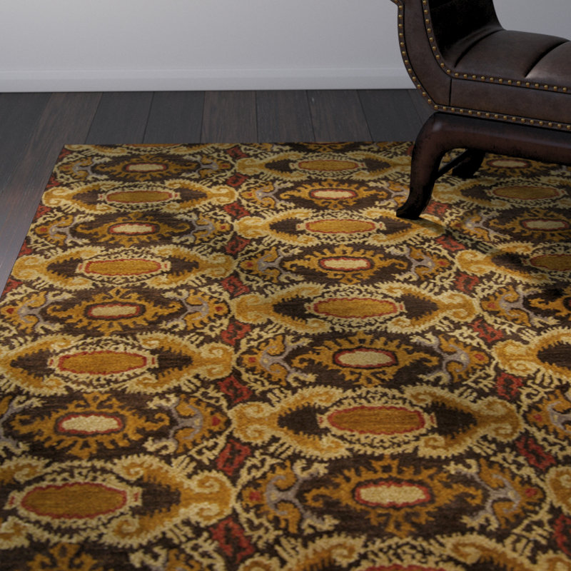 Tapis en laine et viscose à motif abstrait camouflage Donik, Rectangle 5 pi x 7 pi 6 po
