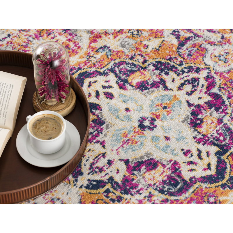 Kymiere Abstract Cream Area Rug, Rectangle 2'3" x 3'
