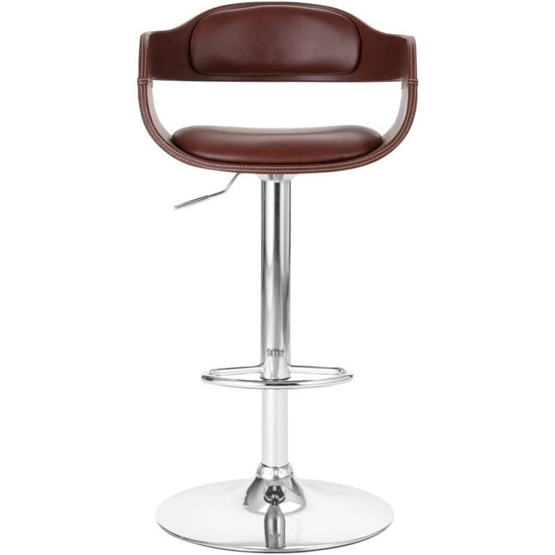 Tabouret de bar contemporain pivotant réglable avec siège et dossier rembourrés