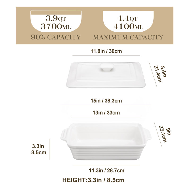 Rectangle Porcelain China Casserole Bakeware 